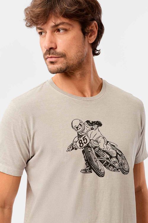 T-Shirt Estampada Stone Piloto Cinza