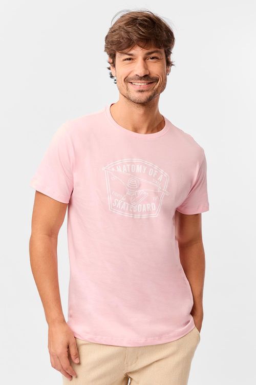 T-Shirt Estampada Skateboard Rosa Clara