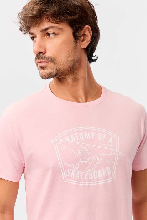 T-Shirt Estampada Skateboard Rosa Clara