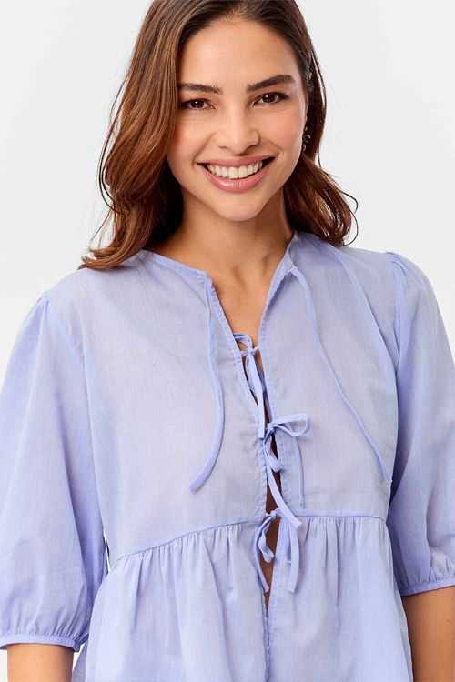 Blusa Bata Azul Clara