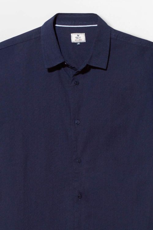 Camisa Linho Manga Curta Premium Azul Marinho