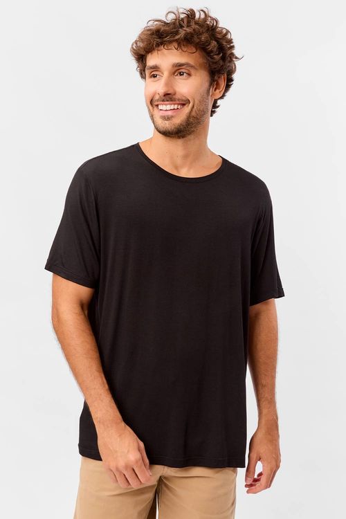T-Shirt Básica Premium Modal Spandex Tech Preta