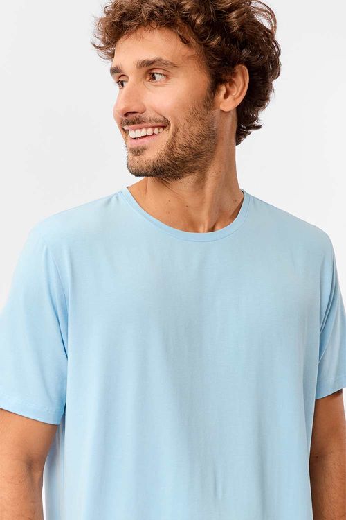 T-Shirt Básica Premium Modal Spandex Azul Clara