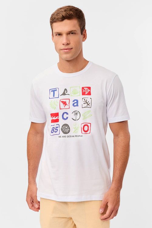 T-Shirt Estampada Squares Branca