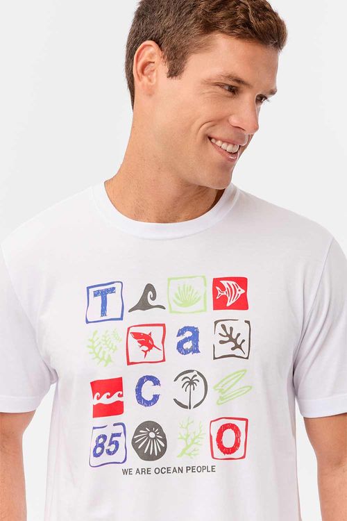 T-Shirt Estampada Squares Branca