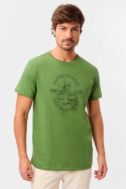T-Shirt Estampada Boxe Verde Militar