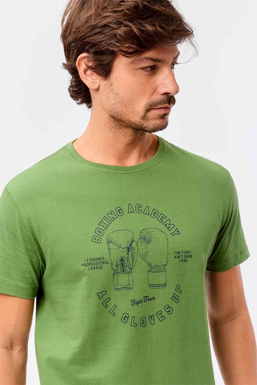 T-Shirt Estampada Boxe Verde Militar