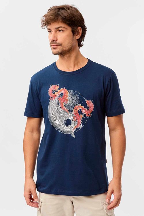 T-Shirt Estampada Dragon Azul Marinho