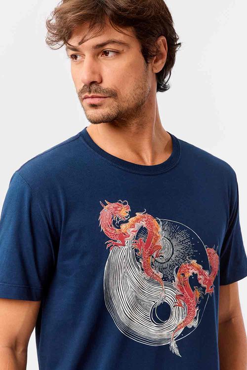T-Shirt Estampada Dragon Azul Marinho