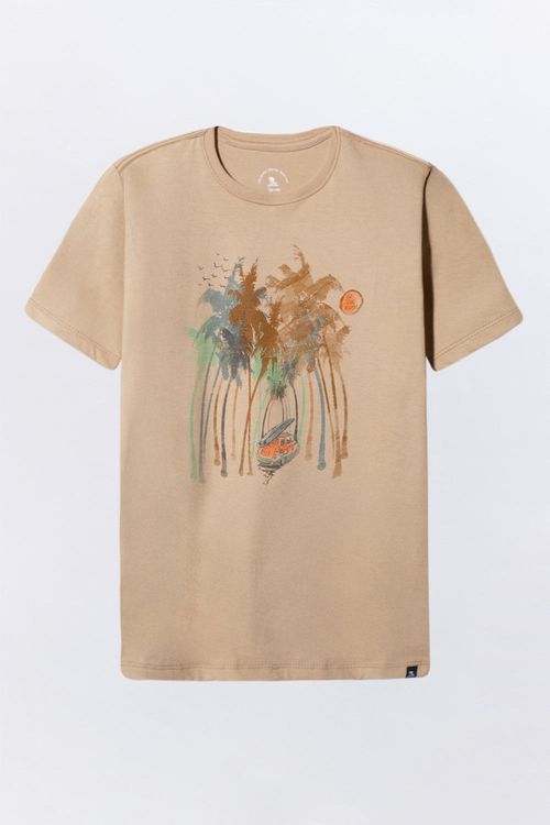 T-Shirt Infantil Estampada Surf Khaki