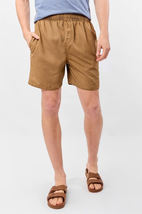Short Liso Com Patch Khaki