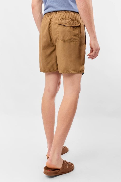 Short Liso Com Patch Khaki