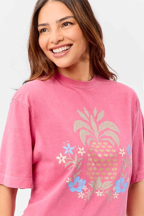 Blusa Oversized Estampada Pineapple Pink