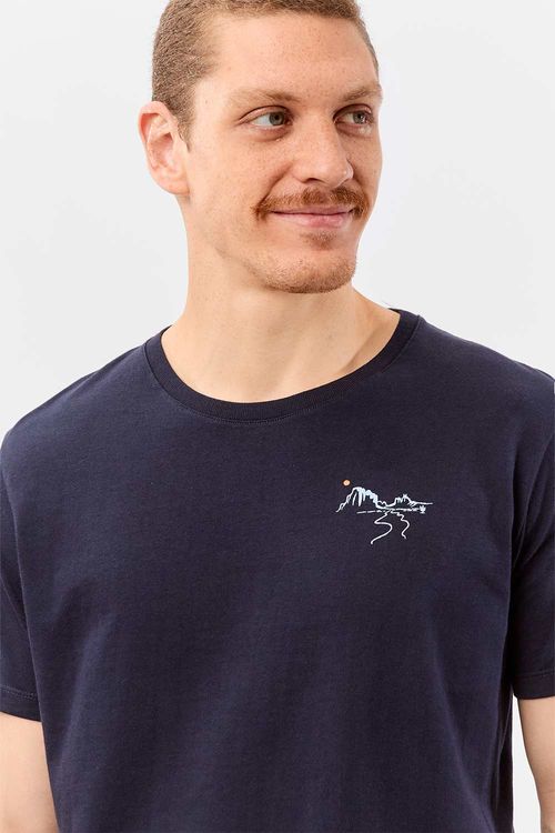 T-Shirt Estampada Premium Sem Costura Azul Marinho