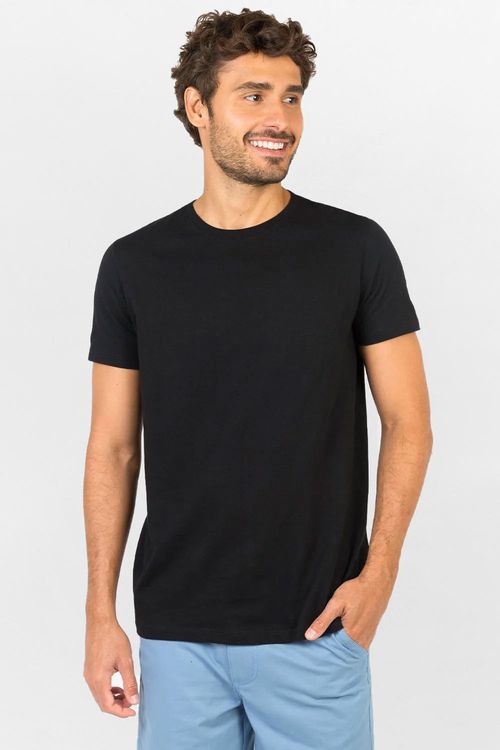 T-Shirt Básica Fit Premium Sem Costura Azul