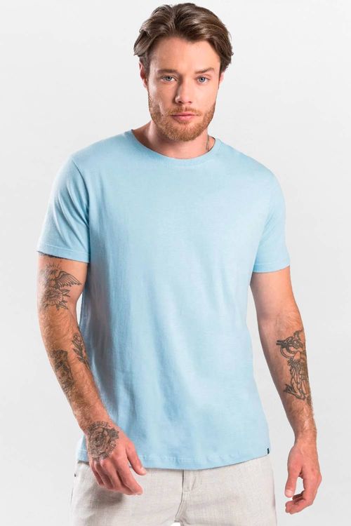 T-Shirt Básica Fit Premium Sem Costura Azul Claro