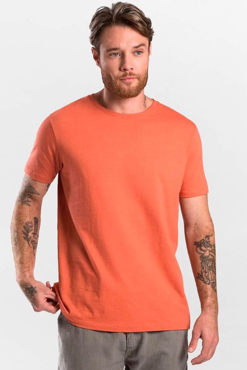 T-Shirt Básica Fit Premium Sem Costura Laranja