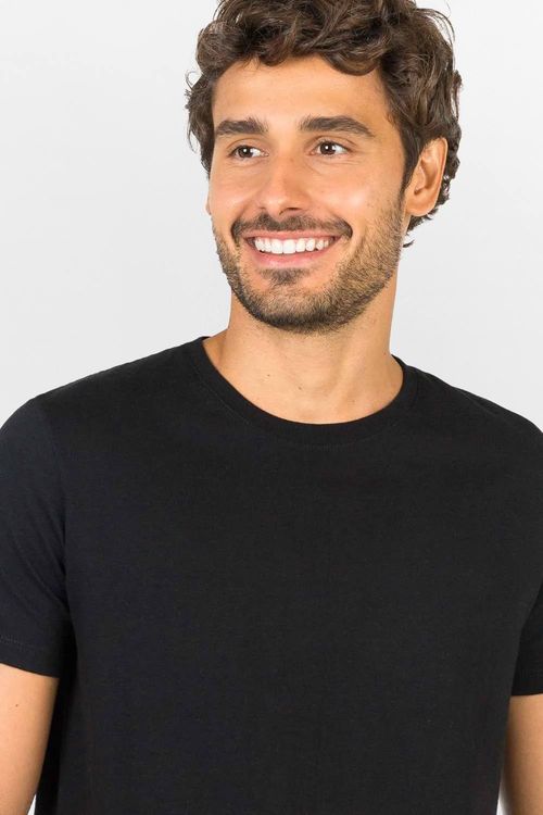 T-Shirt Básica Fit Premium Sem Costura Azul