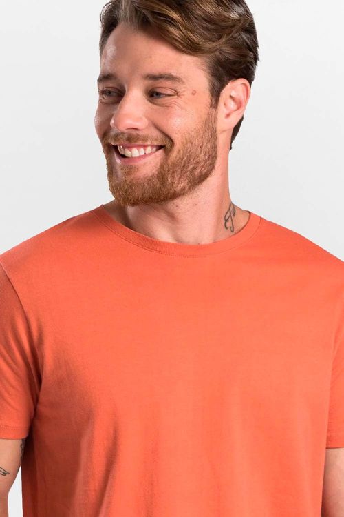 T-Shirt Básica Fit Premium Sem Costura Laranja