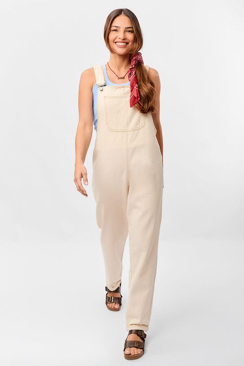 Jardineira De Sarja Off White