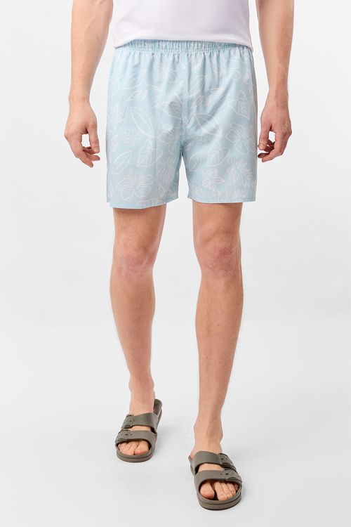Short Estampado Flex Flor Azul Claro