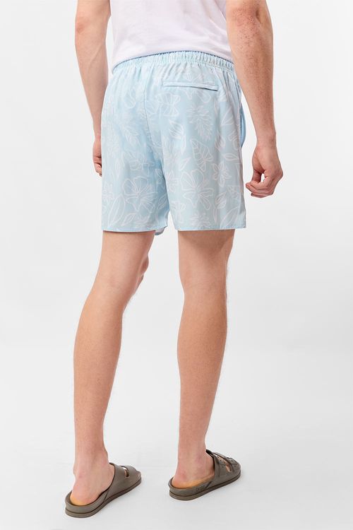 Short Estampado Flex Flor Azul Claro