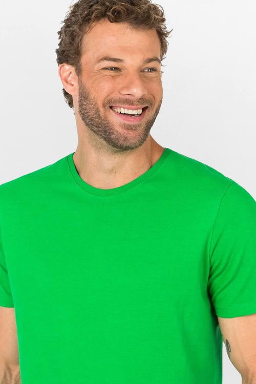 T-Shirt Básica Fit Premium Sem Costura Verde Bandeira