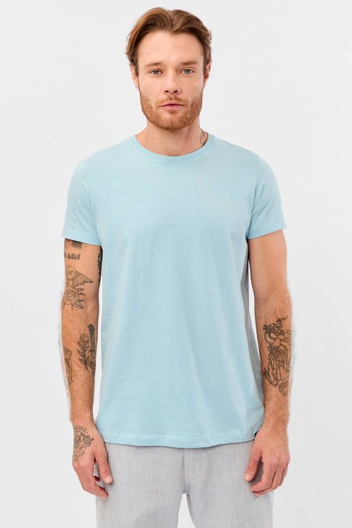 T-Shirt Básica Premium Fit Sem Costura Azul Claro