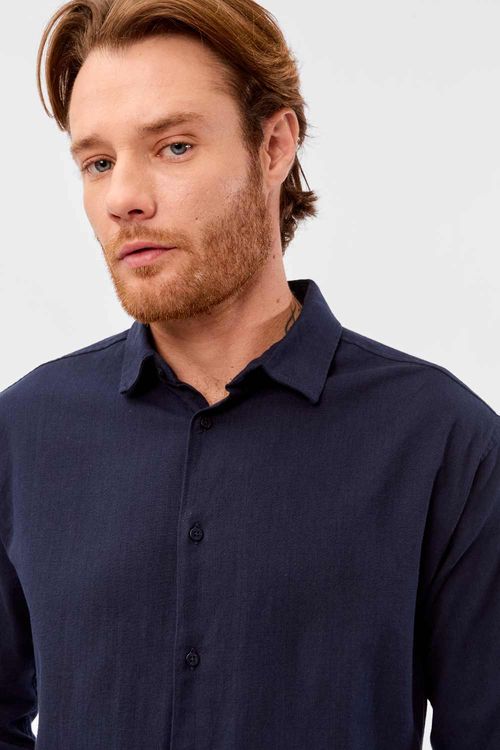 Camisa Linho Premium Azul Marinho