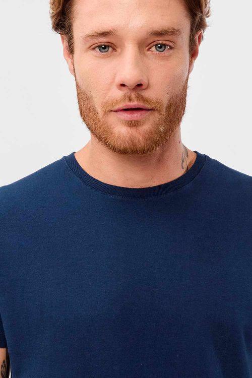 T-Shirt Básica Premium Fit Sem Costura Azul Marinho