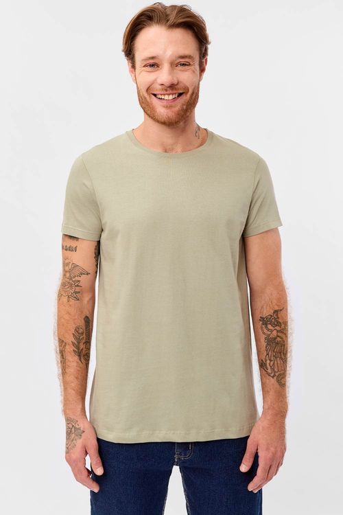 T-Shirt Básica Premium Fit Sem Costuma Verde Militar