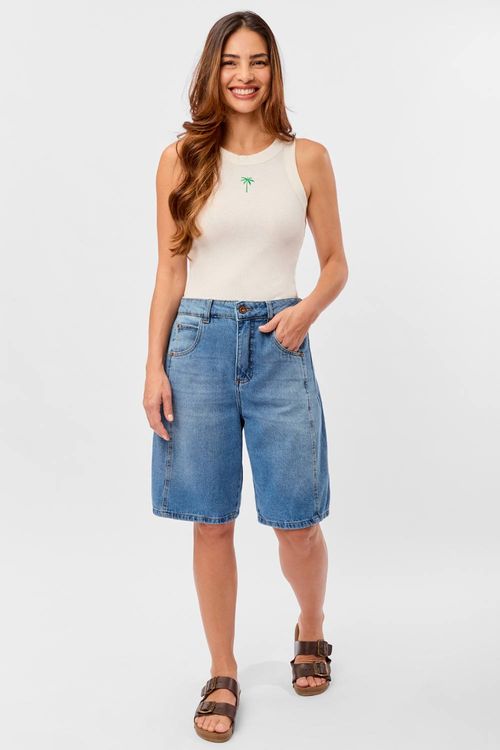 Bermuda Jeans Barrel Stone