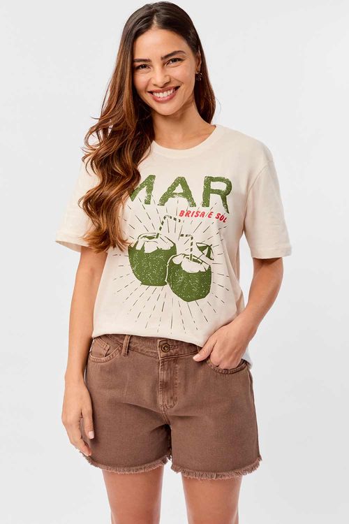 Short Jeans Barra Desfiada Marrom