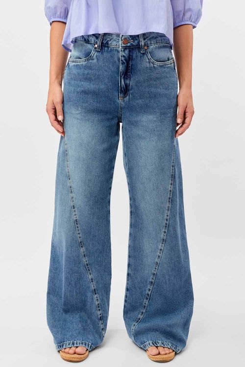 Calça Jeans Wide Leg Recorte Destroyer