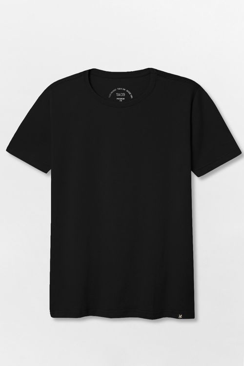T-Shirt Básica Premium Fit Sem Costura Lateral Preta
