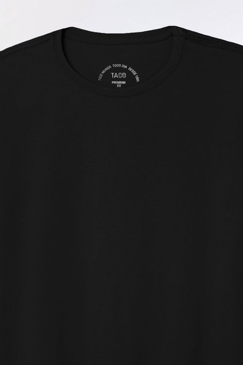 T-Shirt Básica Premium Fit Sem Costura Lateral Preta