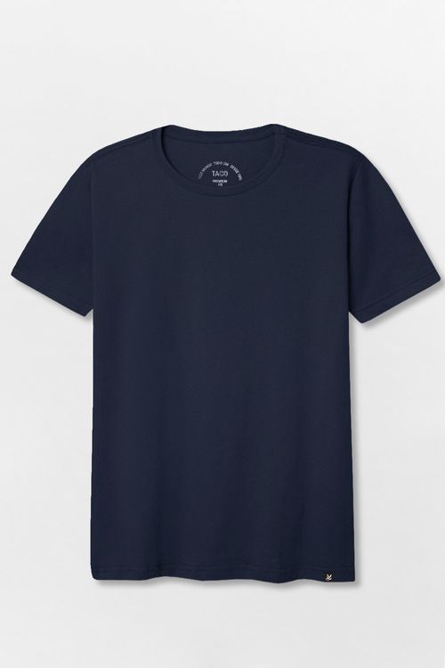 T-Shirt Básica Premium Fit Sem Costura Lateral Azul Marinho