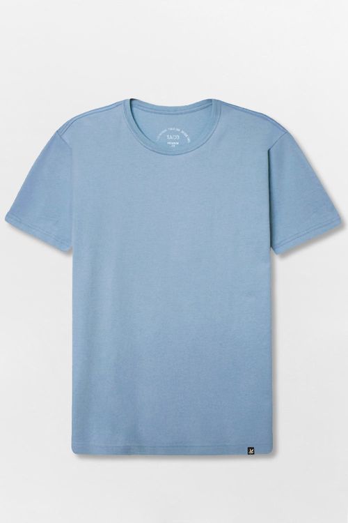 T-Shirt Básica Premium Fit Sem Costura Lateral Azul