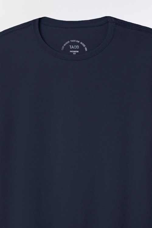 T-Shirt Básica Premium Fit Sem Costura Lateral Azul Marinho