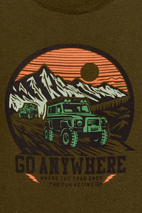 T-Shirt Infantil Estampada Road Verde Musgo