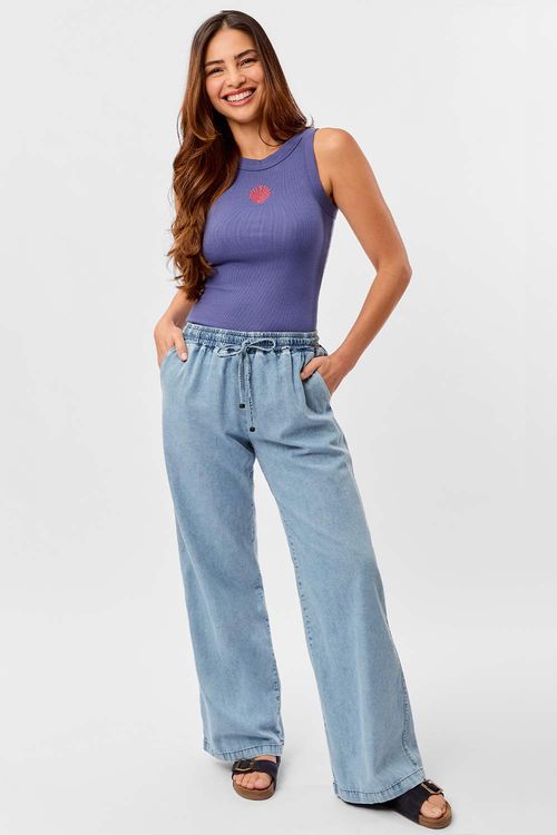 Regata Bordada Concha Azul Marinho