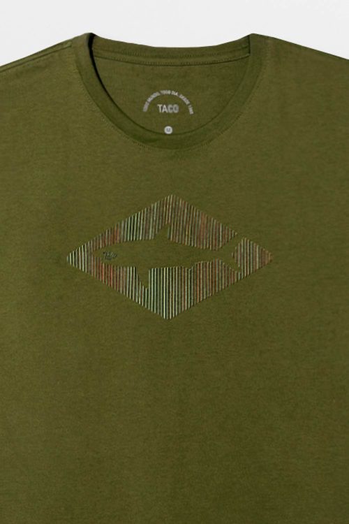 T-Shirt Estampada 3d Tubarão Verde Musgo