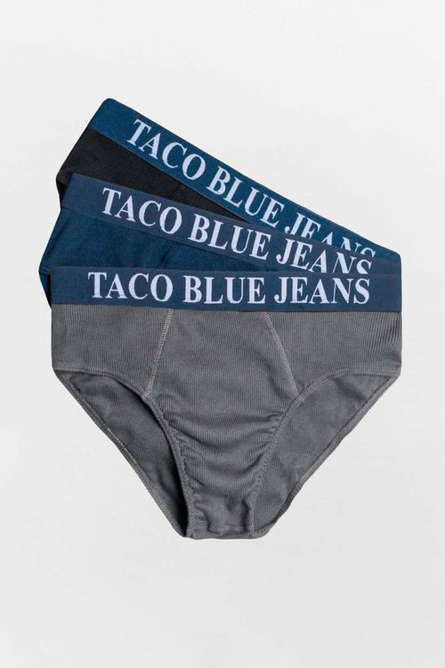 Kit De Cueca Slip Graf/Az Mar/Pto