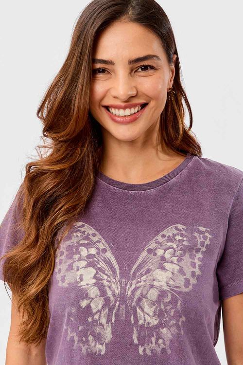 Blusa Estampada Borboleta Roxo