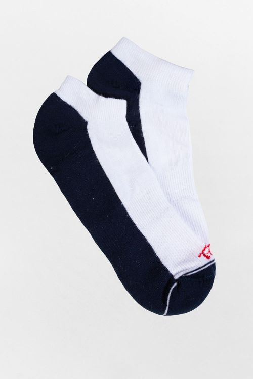 Meia Sapatilha Branco/Azul Marinho