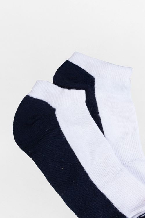 Meia Sapatilha Branco/Azul Marinho