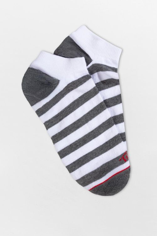 Meia Sapatilha Listras Branco/Grafite