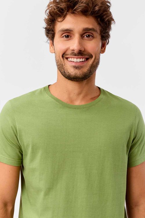 T-Shirt Básica Premium Fit Sem Costura Lateral Verde