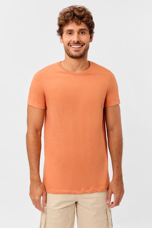 T-Shirt Básica Premium Fit Sem Costura Laranja