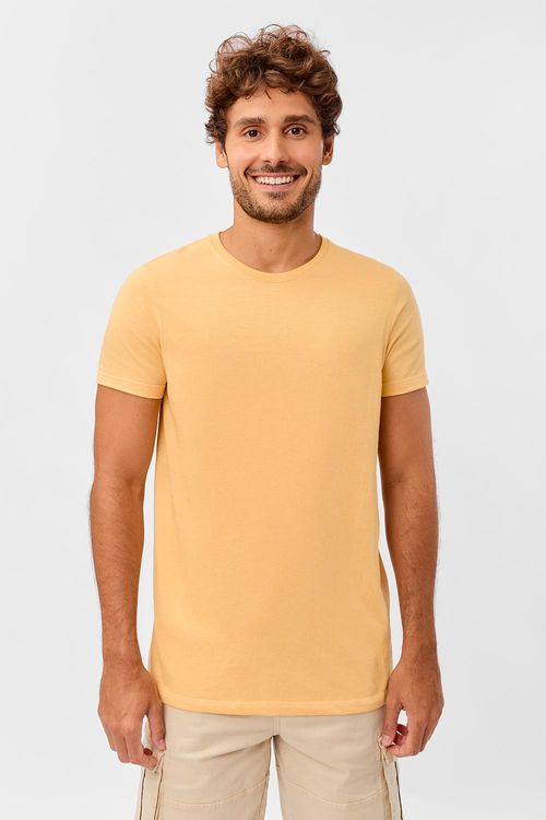 T-Shirt Básica Premium Fit Sem Costura Amarela Clara